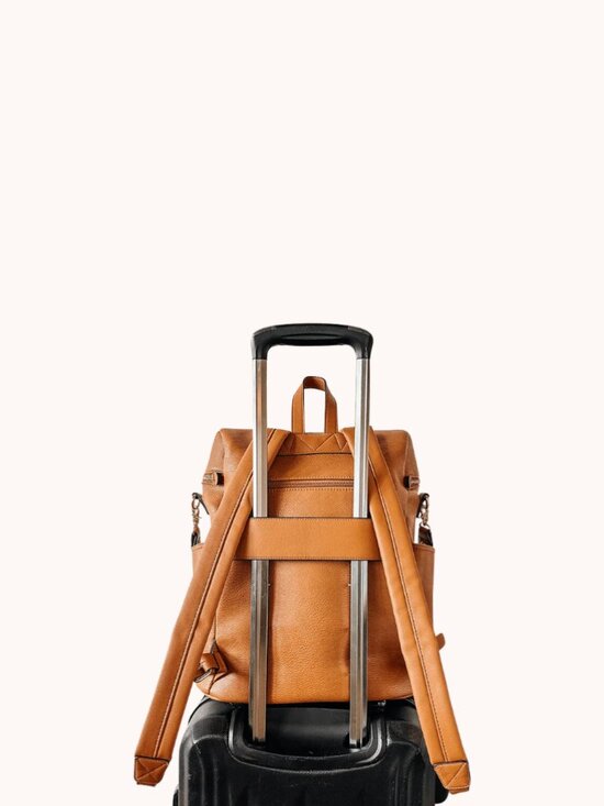 Poppy & Peonies Commuter Backpack in Cognac main image 5